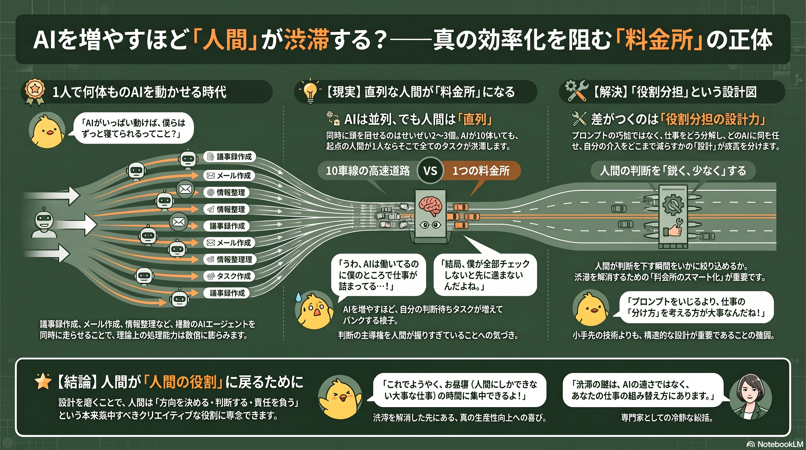 infographic - AIを増やすほど、人間が渋滞する